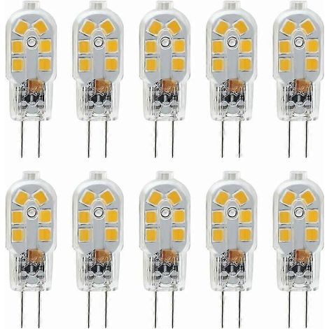 Lampadine LED G4 12V, 1W equivalente a una lampadina alogena da 10W, 200 lumen, senza sfarfallio, luce bianca calda 3000K, angolo del fascio luminoso di 360 gradi, non dimmerabili, confezione da 10. - (1/4)