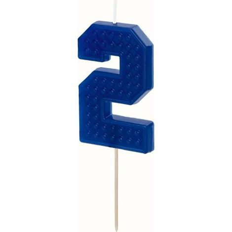 Candeline di compleanno 2 blu 6 cm
