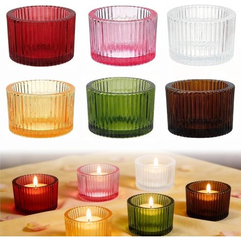 6 Pièces Photophore Verre Colorés, Photophore Bougie Petits Bougeoir (1/5)