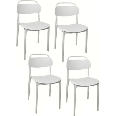 Kit 4 sedie polipropilene cucina bar ristorante sedia interno esterno bianco cue198
