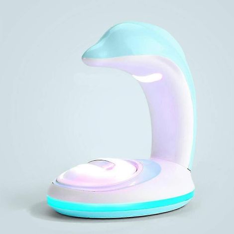 Veilleuse, lampe de table projecteur dauphin arc-en-ciel au design mignon, idéale pour la chambre d'adultes et d'enfants ou le salon (bleue) (1/5)