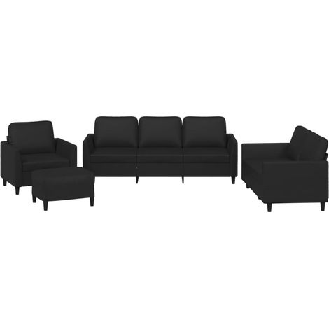 Maison Exclusive - Set di Divani 4 pz con Cuscini Nero in Similpelle