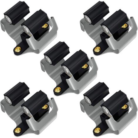 Accroche Balai, Accroche Balai Mural 5 PCS, Broom Holder Ajustable, Porte Outils Mural antidérapant, Placard à balais Multifonction pour Cuisine, Jardin, Garage, Bureau (1/5)