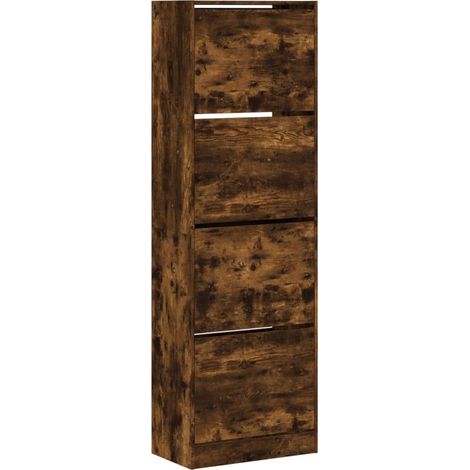 Maison Exclusive - Scarpiera con 4 Cassetti Ribaltabili Rovere Fumo 60x34x187,5 cm
