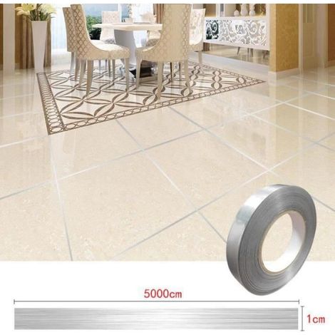 Carrelage en céramique Mildewproof Gap Tape Tile Gap Ruban d'étanchéité Ruban étanche Feuille Argent Jantes 1 CM 50 M (1/4)