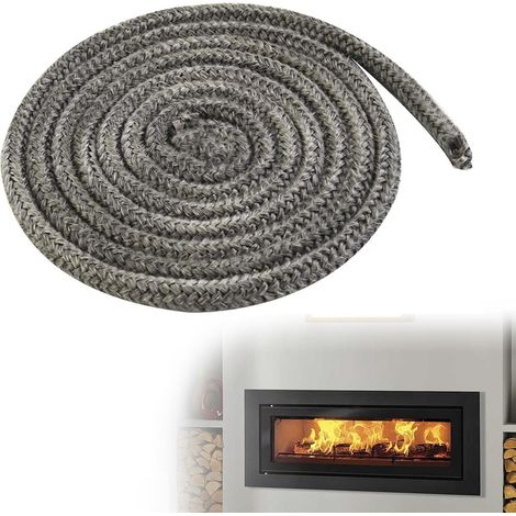 Cordon d'étanchéité en fibre de verre - Diamètre : 12 mm x 2,5 m - Résistant à la chaleur jusqu'à 600 °C - Pour cheminées, poêles à bois (1/5)