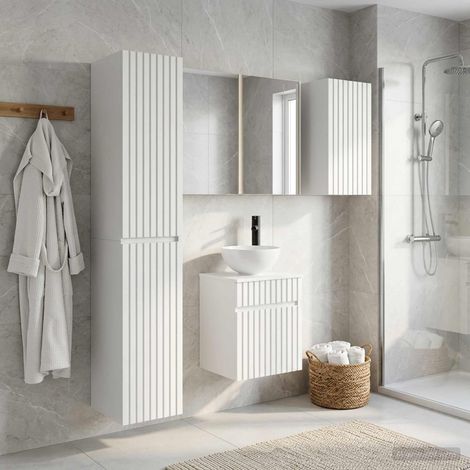 vidaXL Bathroom Cabinet Set 5 pcs White Engineered Wood (1/5)