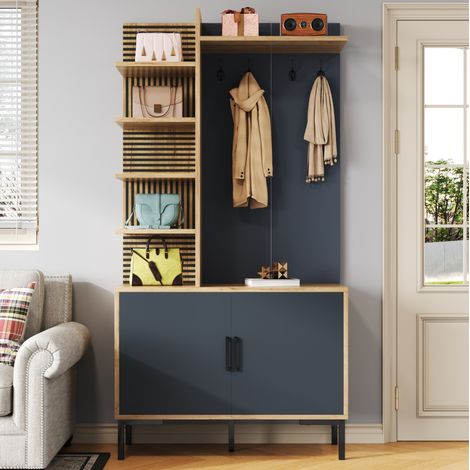 Mueble recibidor con perchero, estantes y zapatero 100 x 40 x 190,5 cm (1/5)