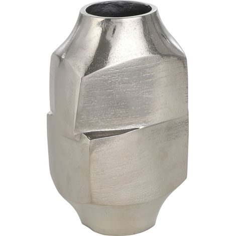 EGLO LIVING Metallvase Abucay, asymmetrische Deko Vase für Pampasgras, kleine Dekovase für Wohnzimmer, Blumenvase aus Metall in Nickel, Tischdeko 22,5 cm