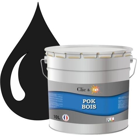 Peinture Bois Extérieur – POK BOIS - 10L - RAL 9011 - Noir graphite- Résistante aux intempéries - Ne s'écaille pas (1/4)