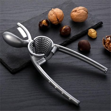 Cascanueces mejorado con forma de ardilla, fabricado en aleación de zinc de alta dureza, para nueces, pacanas y avellanas alicates para pelar (plata). (1/4)