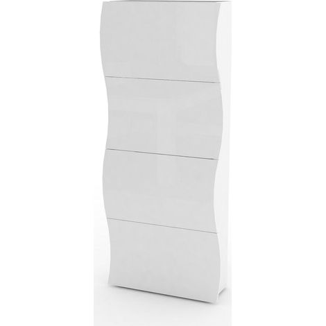 Scarpiera 4 Ante a Ribalta 71x26,6x161,4 cm Onda Bianco Lucido (1/4)