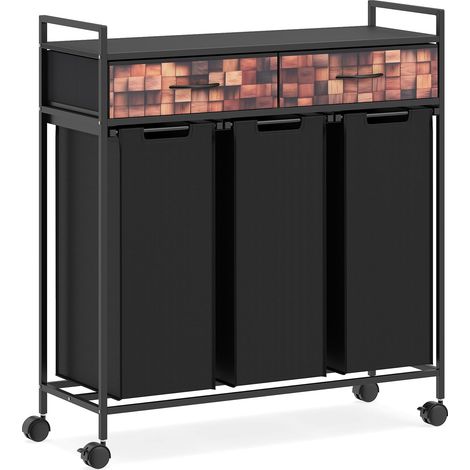 COSTWAY Cesto Biancheria Sporca Portabiancheria Porta Bagno Cassetti Cesta Cestino Mobile Contenitore Sacco 3 Scomparti Salvaspazio Moderno Estraibile Rimovib (1/5)