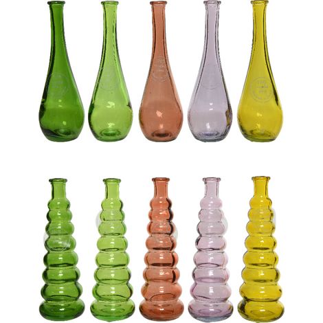 VASO 18CM IN VETRO RICICLATO TRASPARENTE 5 COLORI ASSORTITI