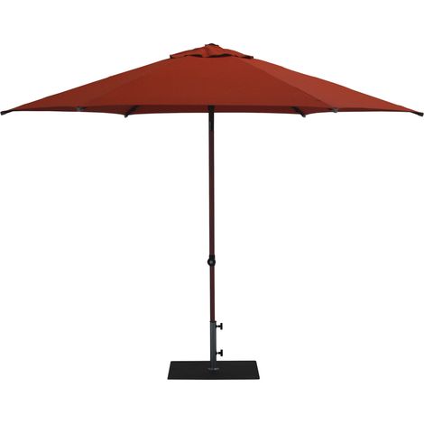 Ombrellone da Giardino Ø3 m Palo Ø38 mm in Alluminio Effetto Legno Tessuto Olefin Trend Wood Terracotta (1/5)