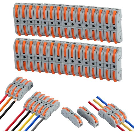 30 Pieces Quick Electrical Connector, Electric Connector with Control Lever Bilateral Conductors, Combinable Automatic Connection Terminals for Cables Connect (1/5)