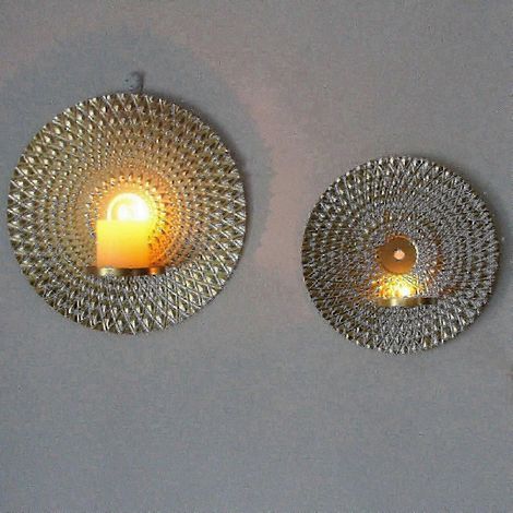 2 appliques murales pour bougies, idéales pour la décoration intérieure et extérieure : salon, terrasse, allée de jardin. (1/2)