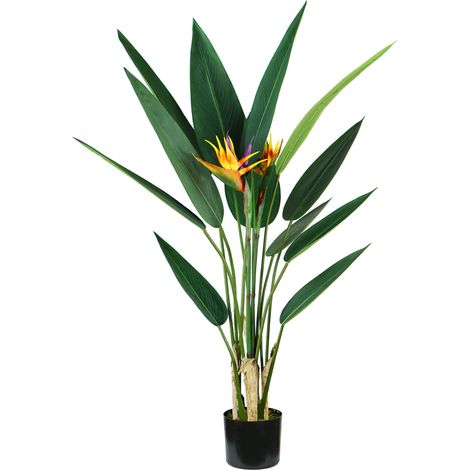 Pianta Artificiale Strelitzia H120 cm con Vaso Verde
