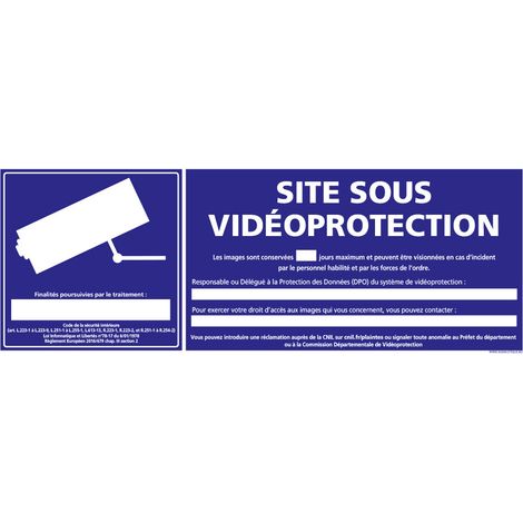 PANNEAU SITE SOUS VIDEO PROTECTION (G1180) - Adhésif - 210 x 75 mm
