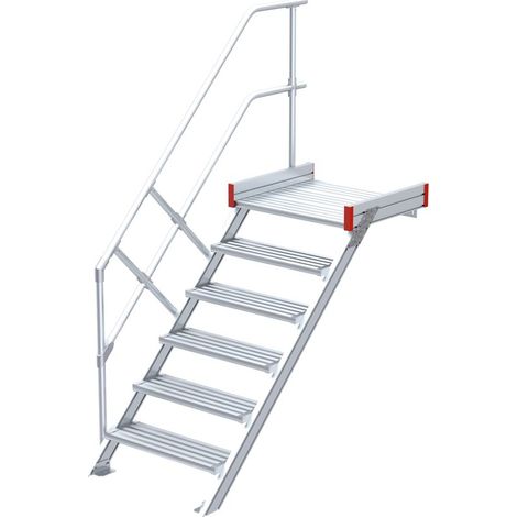 Euroline 511 Podesttreppe 45° 800mm Stufenbreite 6 Stufen Alu gerieft