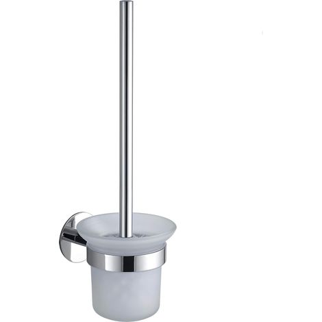 1 Ensemble brosse WC, support sans perçage, acier inoxydable poli, salle de bain (1/5)