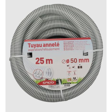 Centrale Brico – Tuyau d'aspiration en PVC armé souple 7 m Ø 50 mm – Conçu pour aspiration et évacuation des liquides – Résistant aux chocs et à l'écrasement (1/2)