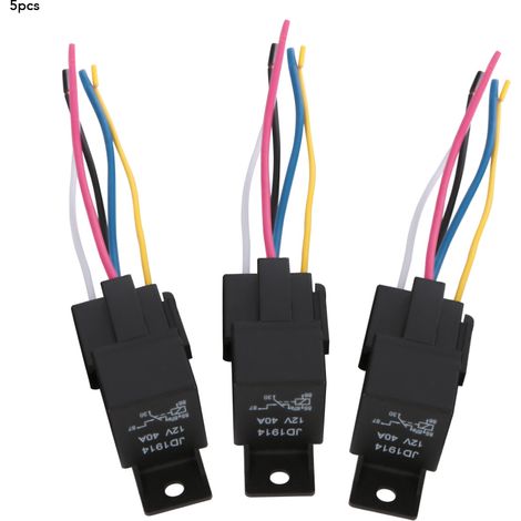 Packung mit 5 Kfz-Relais 12V 30A/40A 5-polig SPDT mit Kabelbaumstecker. (1/5)