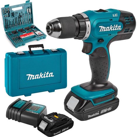 Makita 18v Cordless Lithium Drill Driver 2 x Battery + 100 Screwdriver Bit Set (1/5)
