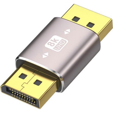 Adaptateur DisplayPort 1.4 8K, connecteur vertical coudé à 90° plaqué or, convertisseur DisplayPort mâle vers femelle (1/5)