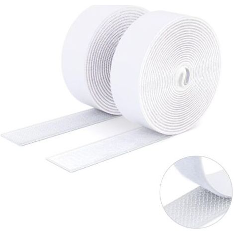 Ruban adhésif double face à crochets et à boucles, 30MM x 3M Ruban adhésif autocollant, bandes robustes, ruban à emboîtement pour cadres de photos, moustiquaires, tapis, bricolage Blanc (1/5)