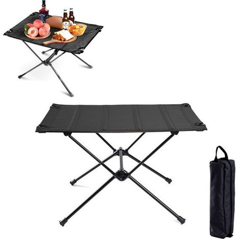 Mesa plegable de camping, Mesa plegable, Mesa plegable de camping, 60 x 40 x 40 cm, Mesa plegable, Mesa plegable, Portátil, Impermeable, Negra (1/5)