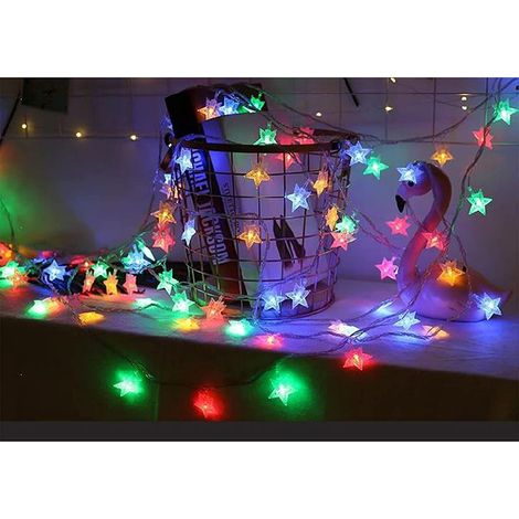 Guirlande Lumineuse En Forme D Étoile - 80 Led - 30 Pieds - Fonctionne Sur Piles - Télécommande Incluse - Pour Décoration Intérieure Extérieure (1/5)
