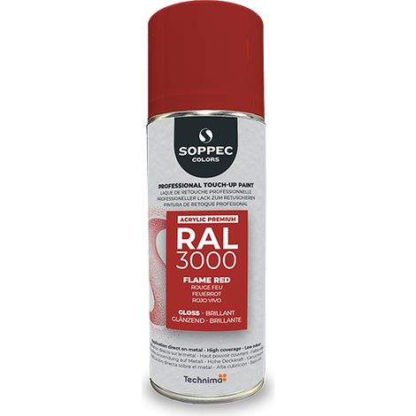Peinture Acrylic Premium Rouge feu Brillant 400Ml RAL3000 - SOPPEC - 424110