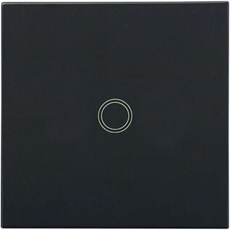 Light switch, 1 gang, 1 way, black wall touch switch with LED indicator, light switch with tempered glass panel, without neutral wire (maximum load: 500 W)