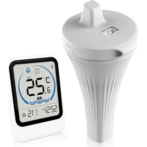 Thermometre Piscine, Thermomètre de Piscine Sans Fil étanche IP68, Thermomètre Piscine Flottant Sans Fil Thermometre d'eau Intérieur Extérieur pour Aquariums, Baignoires, étangs