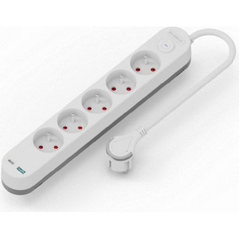 bloc multiprise - 5 x 2p+t - 16a - ports usb a et usb c - interrupteur - 1.5 mètres - bizline 709988