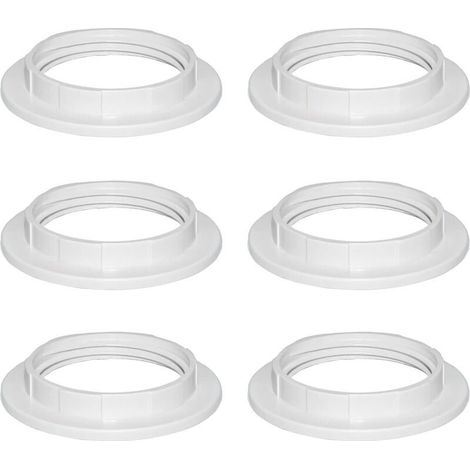 6 Pièces Blanc Plastique Anneau Réducteur Abat Jour E27 40MM, Accessoires pour Abat-Jour Bague Plaque Convertisseur d’Adaptateur, E27 Anneau Réducteur d'Abat-Jour pour Lampe de bureau, Plafonniers (1/5)
