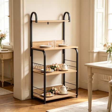 Scaffale da cucina versatile con ganci e più ripiani, pratico scaffale da terra, moderno scaffale di stoccaggio (solo con scaffale di stoccaggio) (1/5)