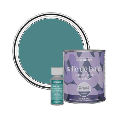 Peinture pour Carrelage de Salle de Bain, Finition Brillante - Plume de Paon 750ml (1/3)
