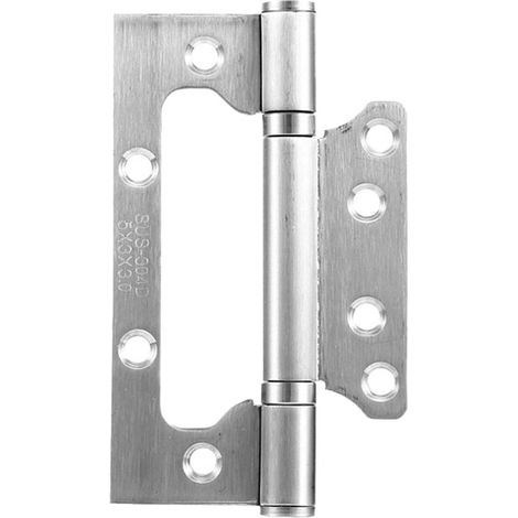 Paumelle sans feuillure 125x75 mm épaisseur 3 mm, acier inoxydable brossé, réversible pour porte intérieure en bois (1/5)
