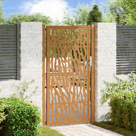 Puerta de jardín 100x175 cm de acero corten con diseño de trazos vidaXL