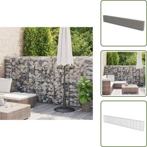 Gabionenwand mit Abdeckung Verzinkter Stahl 900×50×150 cm - Gabionenwand - Stahltrennung - Gartenzaun - Terrassenbegrenzung - Lärmschutzwand (1/5)