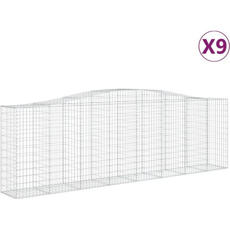 Paniers à gabions arqués 9 pcs  Mur en gabion 400x50x120/140 cm Fer galvanisé