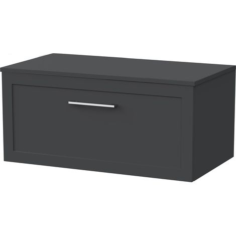 Stonnall Traditional Wall Hung 1 Drawer Vanity Unit with Laminate Worktop, 800mm, Dark Grey