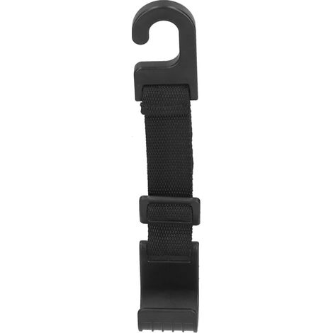 Verstellbarer Kopfstützenhaken fürs Auto, seitliche Öffnung, abgerundet, schwarz, 5 kg/11 lb, für Tasche und Mantel, Rücksitz (1/5)