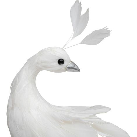 Déco de Noël Grand Paon blanc en plumes H 60 cm - Feeric Christmas (1/3)