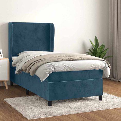 Boxspringbett mit Matratze Dunkelblau 100x200 cm Samt (1/5)