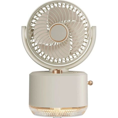 Tragbarer Ventilator mit Luftbefeuchter (300 ml), LED-Ambientelampe, 3 einstellbaren Geschwindigkeitsstufen, integrierter Akku (1800 mAh) – leise, USB-wiederaufladbar, ideal für Büro, Schlafzimmer und