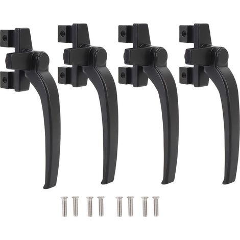 Poignée de fenêtre en alliage d'aluminium, 4 pièces, serrure pour porte coulissante interne et externe, verticale, horizontale, main droite, noire. (1/5)