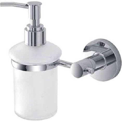 PORTA DISPENSER IN CROMALL E VETRO SATINATO E ABS CON PIASTRINA ANTIRUGGINE (1/2)